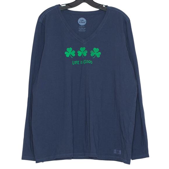 Life Is Good Top Clover Classic Crusher Tee Y2K Cottage Outdoor Preppy Blue XXL - Picture 1 of 5